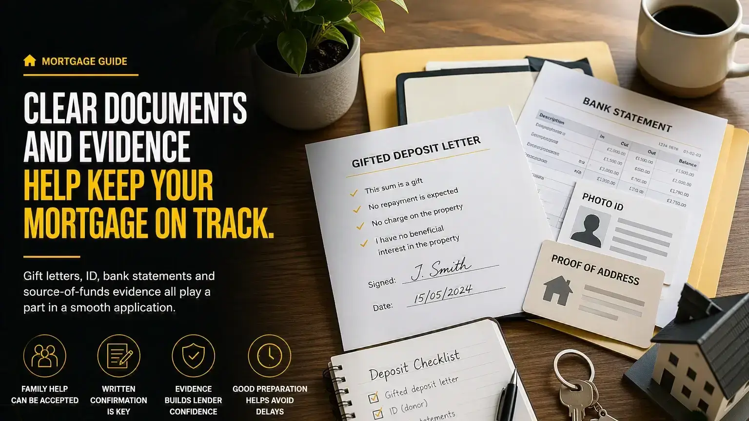 Gifted deposit documents being reviewed before a mortgage application