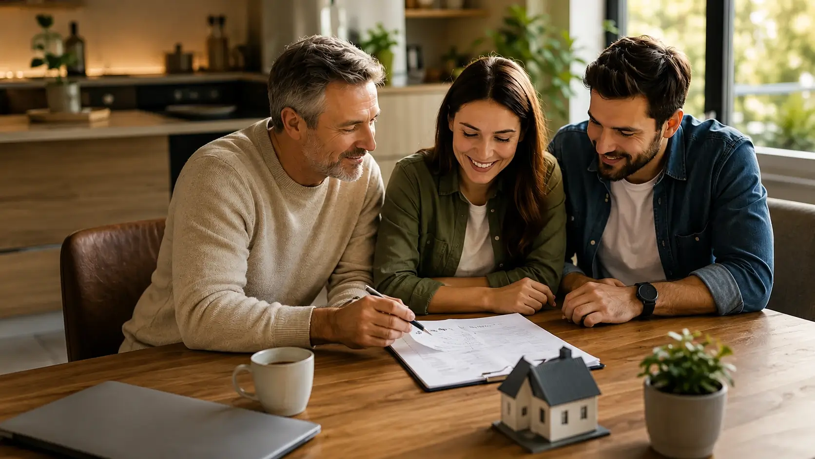 Couple discussing a gifted deposit with a mortgage adviser