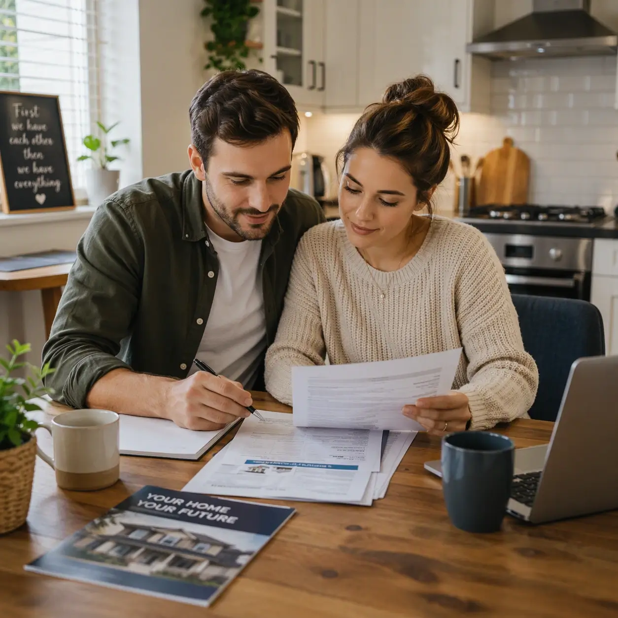 Buyer reviewing new build mortgage options with an adviser