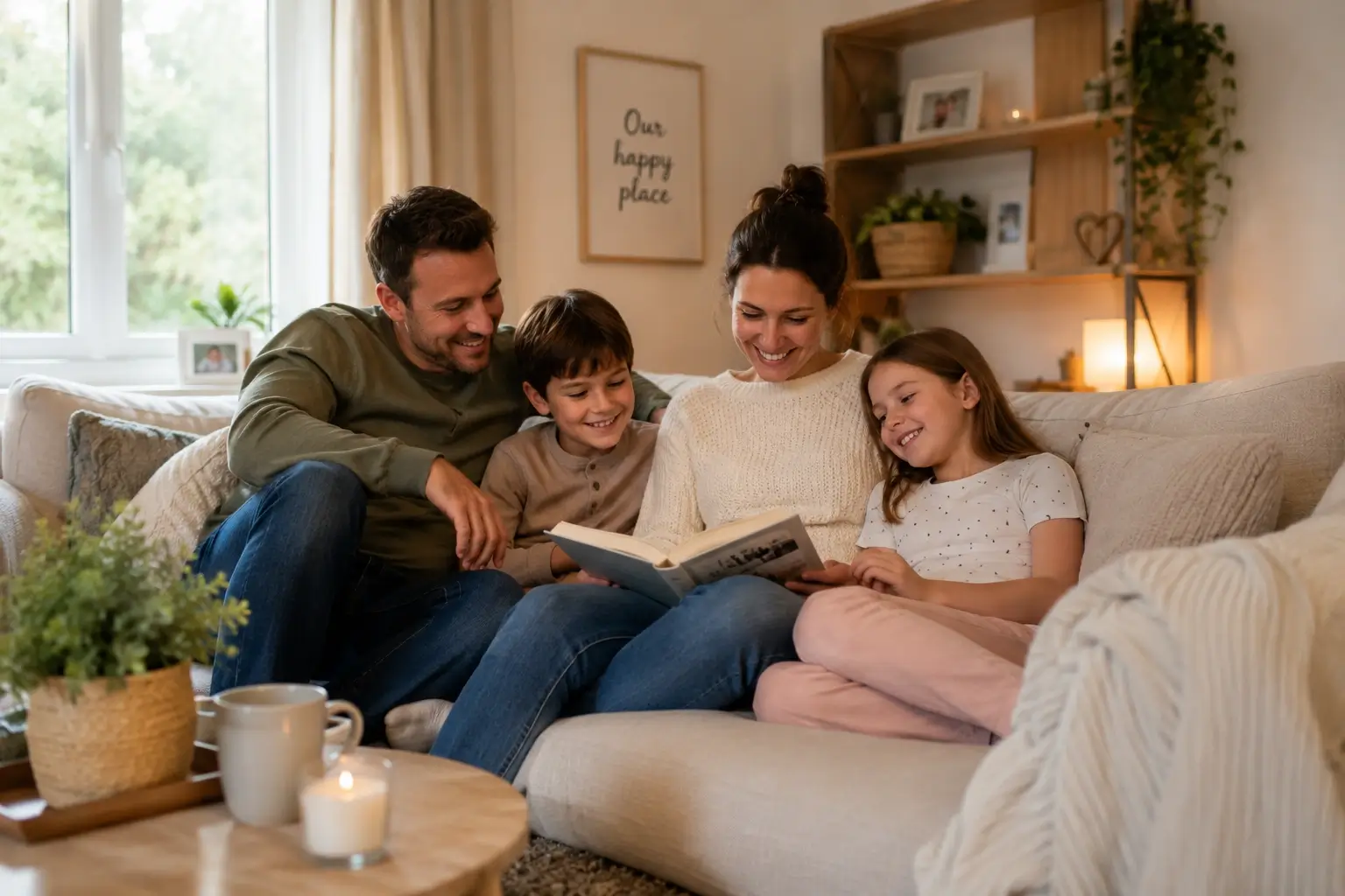 Family reviewing mortgage protection options with adviser