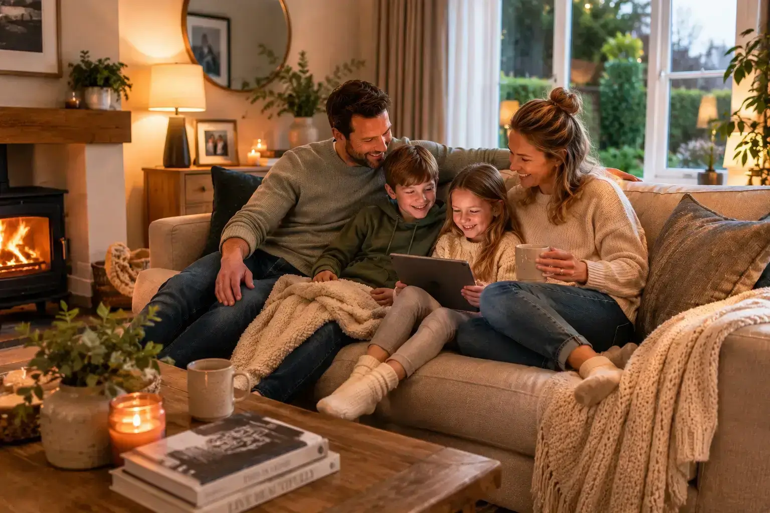 Family reviewing mortgage protection advice with adviser