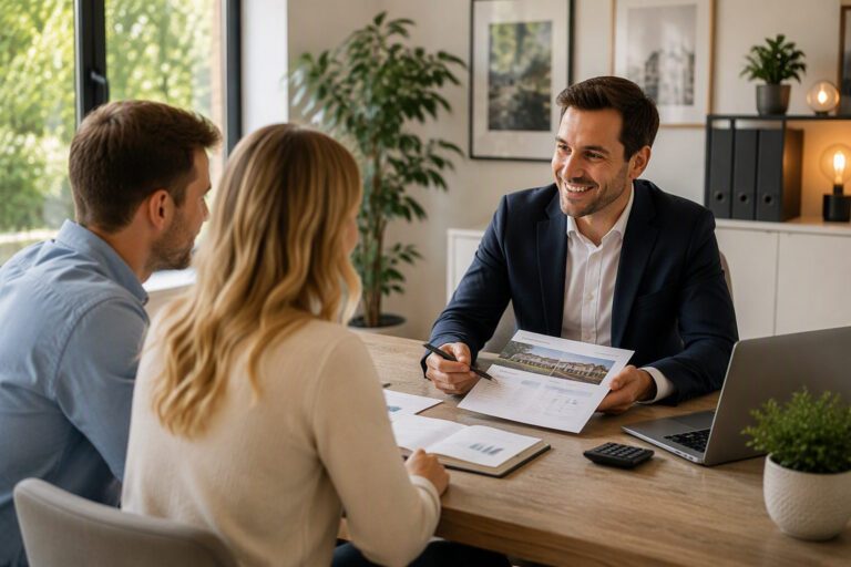 A couple talking through their mortgage options with an adviser